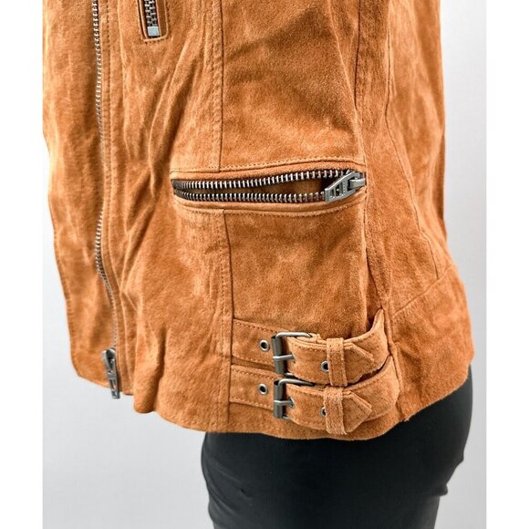 BlankNYC Suede Moto Jacket Alder Brown Adjustable Buckle‎ Zipper Pocket Women S - Picture 4 of 16